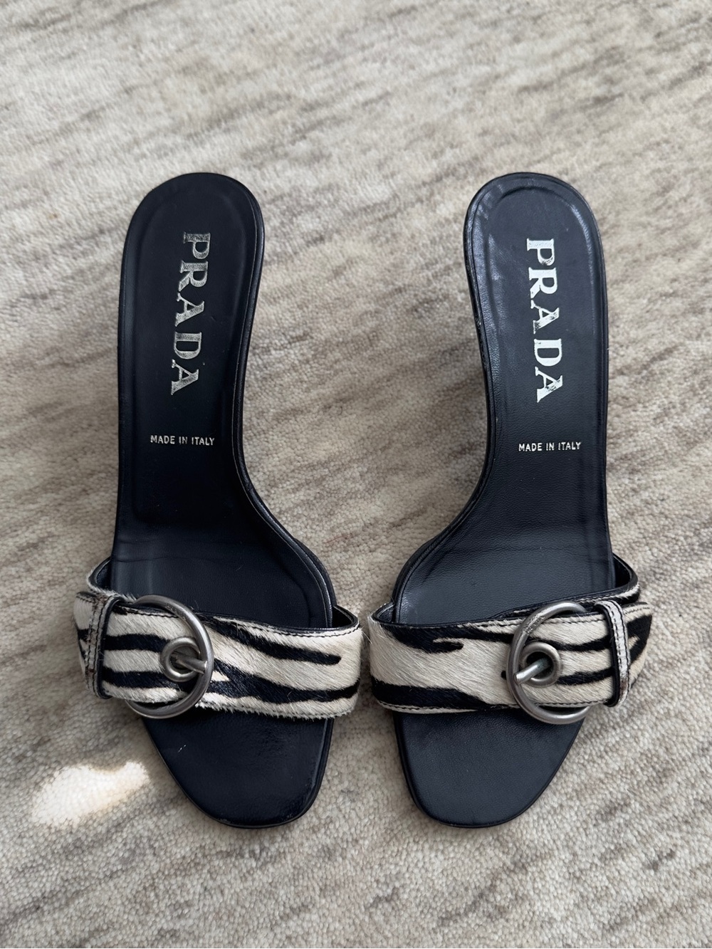 Vintage Prada zebra print kitten heels